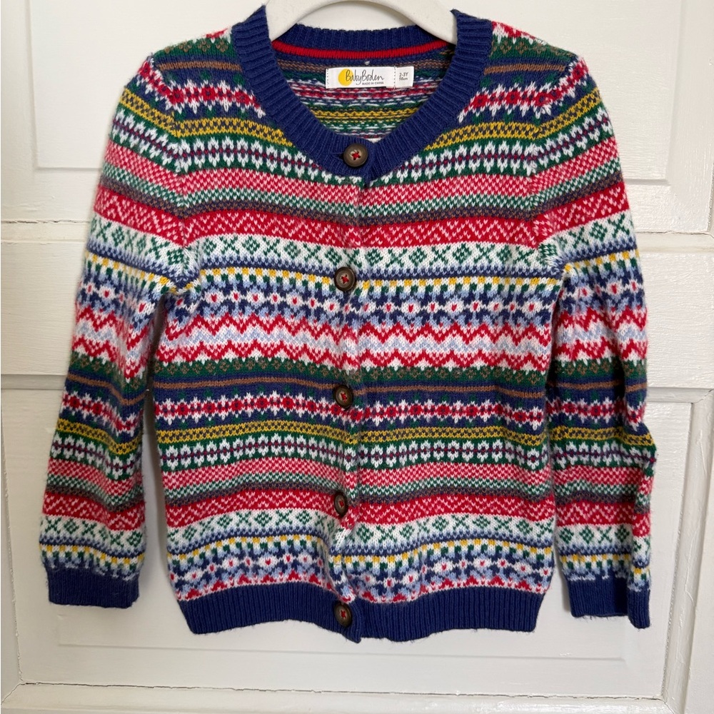 Baby Boden Striped Knit Cardigan - Blue, Red, Green, Yellow
